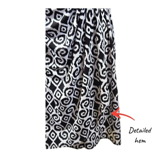 Tommy Bahama Size S/P Dress V-Neck Faux Wrap Black White Geometric Print - Picture 4 of 7